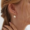 Pearl Dangle Hoop Earrings for Women - Dainty14K Gold Plated Small Drop Chain Hoops Trendy Earring Sets for - 3 of 4