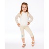 Deux par Deux Girl Organic Cotton Legging Beige with Blue Flowers - 2 of 4