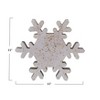 Storied Home Large Handmade Enameled Mango Wood Snowflake with Gold Splatter, Cream and Gold - 4 of 4