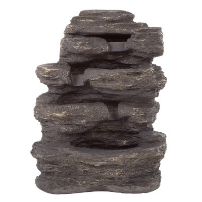 Nature Spring Cascading Outdoor 3-Tier Rock Water Fountain