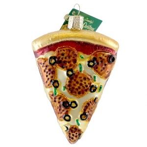 Old World Christmas 4.25 In Pizza Slice Ornament Pepperoni Dough Crust Tree Ornaments - 1 of 3