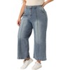 Agnes Orinda Women's Plus Size Wide Leg Baggy Washed Stretch with Pockets Denim Ankle Jeans - 2 of 4