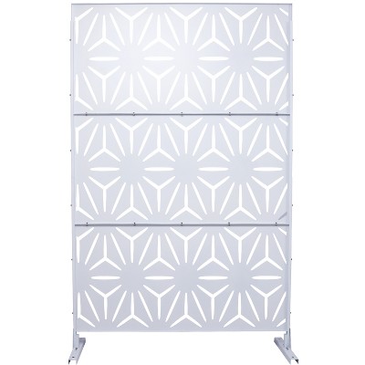 Grungis Matrix Metal Decorative Patio Screens,Freestanding Trellis Privacy Screen with Geometric Pattern for Deck Balcony Patio,76" H×48" W