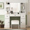 55.12"Vanity Desk with Mirror and Lights Makeup Desk with Drawers and Cabinet Vanity Table with Led Light Big Makeup Table,White - 2 of 4