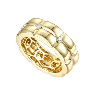Sophisticated 14k Gold Plated Double Weave Band Ring with Sparkling Cubic Zirconia for a Stylish and Contemporary Touch of Elegance - 1 of 2