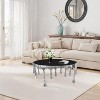 Royal Hampton Coffee Table | 36 Inch Round Glass Top | Melting Drip Design | Silver - 4 of 4