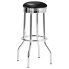 Retro-Style Bar Height Stools Set of 2 with Padded Seats and Chrome Base, Flared Legs for Kitchen or Home Bar - 3 of 4