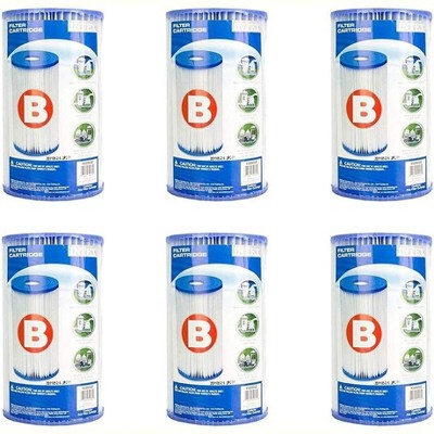 Intex Corp Type B Pool Filter Cartridge (6pk) - 59905 Filters Value Pack- for Use with Pumps: 56633  56634  56621  56622  56611  56612