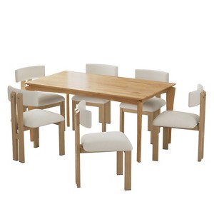 Christopher Knight Home Benao 7 Pieces  Wood and Metal Upholstered Dining Set - 1 of 4