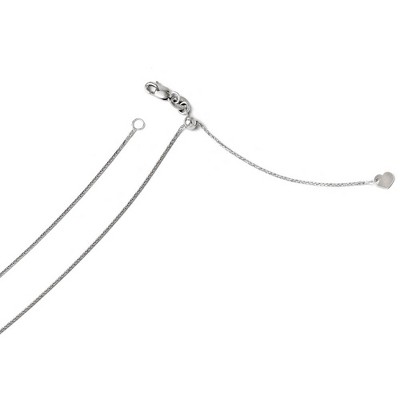 Black Bow Jewelry 0.8mm 14k White Gold Adjustable Diamond Cut Wheat Chain Necklace