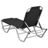 vidaXL Modern Sunshine Lounger - Black and Silver Aluminum Sunbed with Adjustable Positions and Textilene Fabric for Comfortable Resting - 4 of 4
