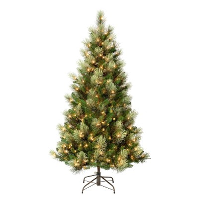 National Tree Company First Traditions Pre-Lit Charleston Pine Hinged Artificial Christmas Tree Clear Lights