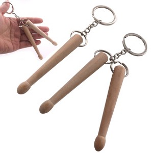 Mini Wooden Drum Keychain,Wooden Drumsticks Keychains,Keyring Gift for Drummer Friends Double (with 4 Link Chain) - 1 of 4