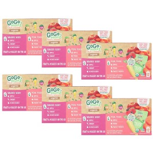 Gogo Squeez Organic Fruit and Veggiez Pouches Boulder Berry and Pedal Peach Flavors - Case of 6/12/3.2oz - 1 of 4