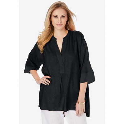 Jessica London Women's Plus Size Hi-Low Linen Tunic