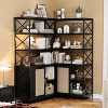 Corner Bookshelf, 6 Tier Corner Shelf with Storage, Farmhouse L Shaped Shelf with Cabinet, Modern Industrial Bookcase for Home Office, Living Room - 4 of 4