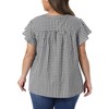 Women's Plus Size 1950s Vintage Gingham Crew Neck Ruffle Sleeve Button Down Back Pleated Casual Plaid Tops - Agnes Orinda - 4 of 4