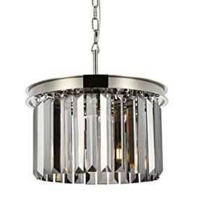 Elegant Lighting Sydney 3 light Polished nickel Pendant Silver Shade (Grey) Royal Cut Crystal - 1 of 4