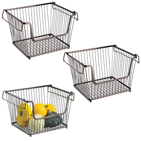Gorgeous Stackable Wire Baskets For Pantry Storage - Set of 2 Pantry  Storage Bins With Handles - Sturdy Metal Food Baskets Keep Your Pantry  Organized