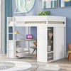Twin Size Loft Bed With Desk Wardrobe Wooden Twin Loft Bed With Drawers Storage Cabinet For Girls Boys Teens Bedroom - 4 of 4