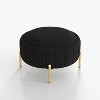 SEYNAR Modern Velvet Round Storage Ottoman with Gold Legs - 3 of 4