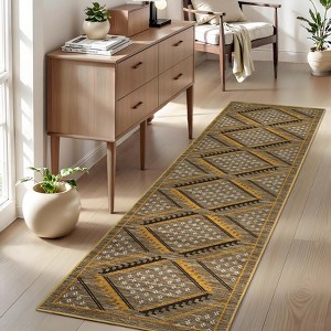 Garvee Modern Geometric Area Rug Soft Non Slip Foldable Accent Rug Washable Low Pile Rug - 1 of 4