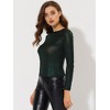 Allegra K Women's Long Sleeve Puff Sleeve Party Glitter Shiny Metallic Tops - 3 of 4