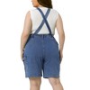 Agnes Orinda Women's Plus Size Denim Overalls Cross Back Cargo Pocket Adjustable Strap Jeans Shortalls - 4 of 4