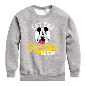 Boys' - Disney - Let The Shenanigans Begin Graphic Long Sleeve Fleece Sweatshirt - 1 of 4