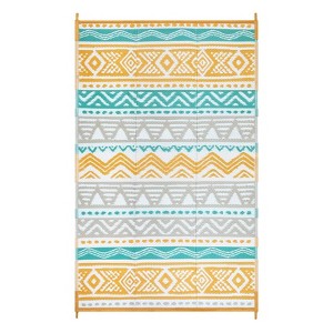 Lahome Waterproof Outdoor Back to College Series Reversible Boho Plastic Straw Mat for Patio,Balcony,Deck - 1 of 4