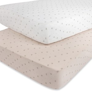 Aurora Fitted Sheet Set - 2 pk - 100% Jersey Knit Cotton - Floral Printed - 1 of 3