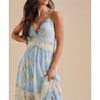 Clotth Women Spaghetti Strap Tie Shoulder Floral Maxi Dress Y2k Lace Trim Ruffle Long Dress Summer Boho Flowy Sundress, Blue - 4 of 4