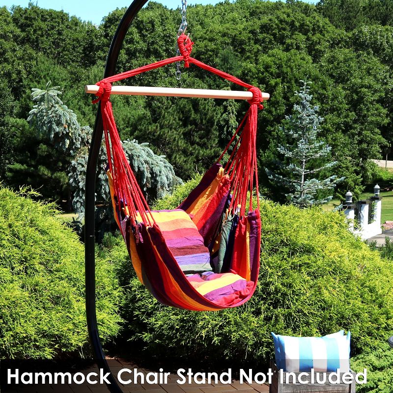 Sunnydaze Double Cushion Hanging Rope Hammock Chair Swing for Backyard and Patio - 265 lb Weight Capacity, 5 of 9