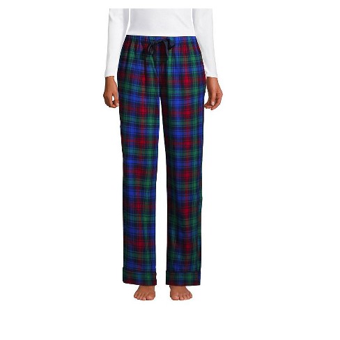 Lands' End Women's Print Flannel Pajama Pants - Medium - Deep Sea Navy  Festive Plaid