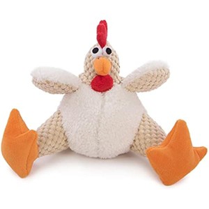goDog Checkers Fat Rooster Squeaky Plush Dog Toy, Chew Guard Technology - White, Small - 1 of 1