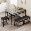 Jojoka Dining Table Set for 4, Kitchen Table with Upholstered Bench and 2 Square Stools - 2 of 4