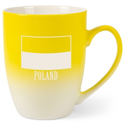 Elanze Designs Poland Polish Flag 12 Ounce Ceramic Laser-Etched Engraved Drinkware Mug, Yellow and White Ombre