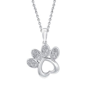 GILDED Sterling Silver Necklace with Natural Round-Cut Diamond Animal Shaped Pendant, 18-inch Silver Chain, 1/4 Carats Total Weight Diamonds - 1 of 4