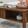 Lirago Mid Century Modern Coffee Table with Storage Sliding Door Vintage Farmhouse Solid Wood Leg Accent Table Brown 17.7"H x 21.7"D x 39.4"W - 4 of 4