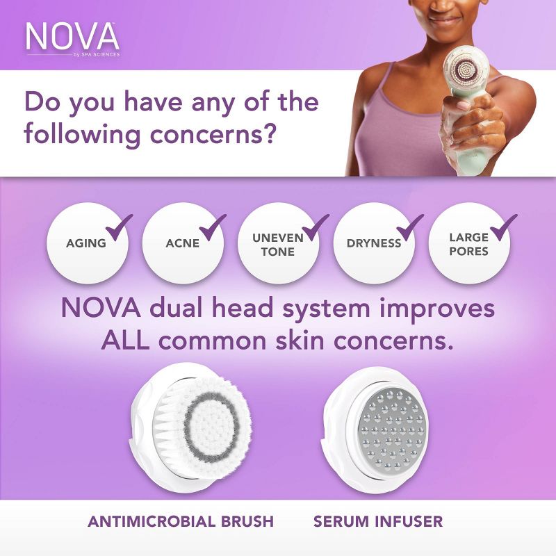 Spa Sciences NOVA Sonic Facial Brush with Antimicrobial Brush Bristles, 3 of 15
