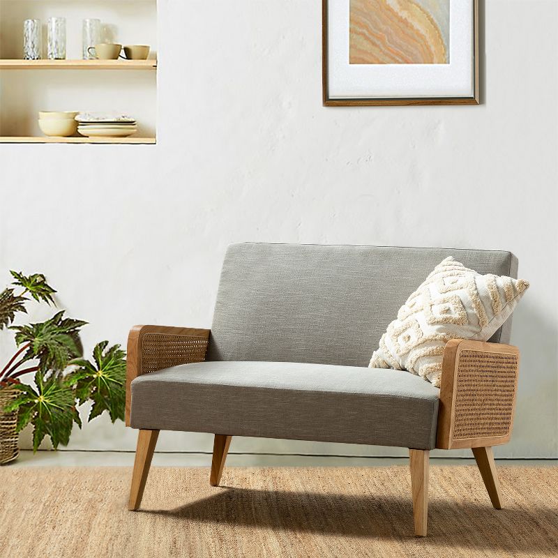Criss  Velvet Loveseat  Rattan Armrest  2-Seater Tufted Back Sofa Contemporary Loveseat for Living Room  | Karat Home, 2 of 10