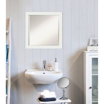 Vanity White Beveled Rectangular Bathroom Wall Mirror 30x30