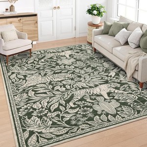 Area Rug - Soft Washable Low Pile Non-Slip Carpet Forest Animal Throw for Bedroom Living Room Farmhouse Dining Room Kitchen Home Office Decor - 1 of 4