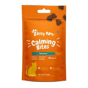Zesty Paws Bacon Flavor Calming Bites Vitamins and Supplements for Cats - 30ct - 1 of 4