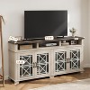 Farmhouse TV Stand for 80" TVs | LED Lights & Glass Doors | MDF Storage Cabinet | Mid-Century Modern Design | for Living Room & Bedroom - 3 of 4
