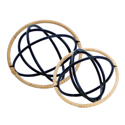 VIP Metal 7 in. Black Sphere Set of 2
