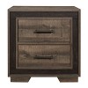 Vynxaria Rustic 1pc Nightstand - Two-Tone (Rustic Mahogany/Dark Ebony), Embossed Faux-Wood Veneer, 2 Drawers, Distressed Pewter Bar Pulls - 3 of 4