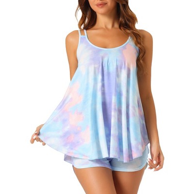 cheibear Women's U-neck double Straps Cami Tank Shorts 2 Piece Pajama Set