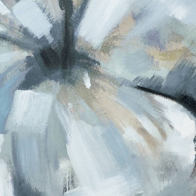 Large Blue and Gray Abstract Floral Canvas Painting