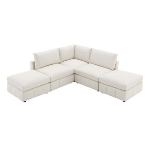 NicBex Modern L Shape Sectional Sofa Corduroy Armless Modular Couch with 2 Ottomans for Living Room and Office - 1 of 4